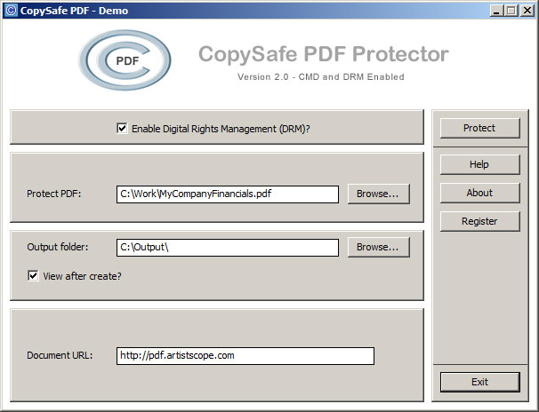 Copysafe PDF Protector with DRM for preventing unauthorized distribution.