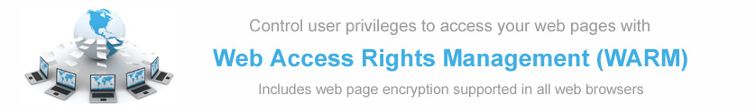 Web Access Rights Management (WARM) with html encryption
