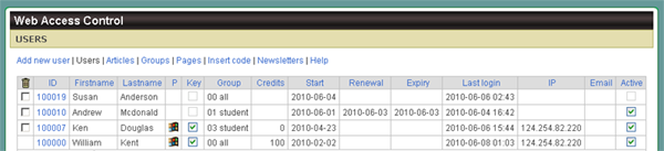 Web access rights management and privileges