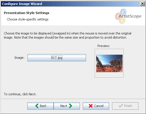 Select the second image to display on mouse over